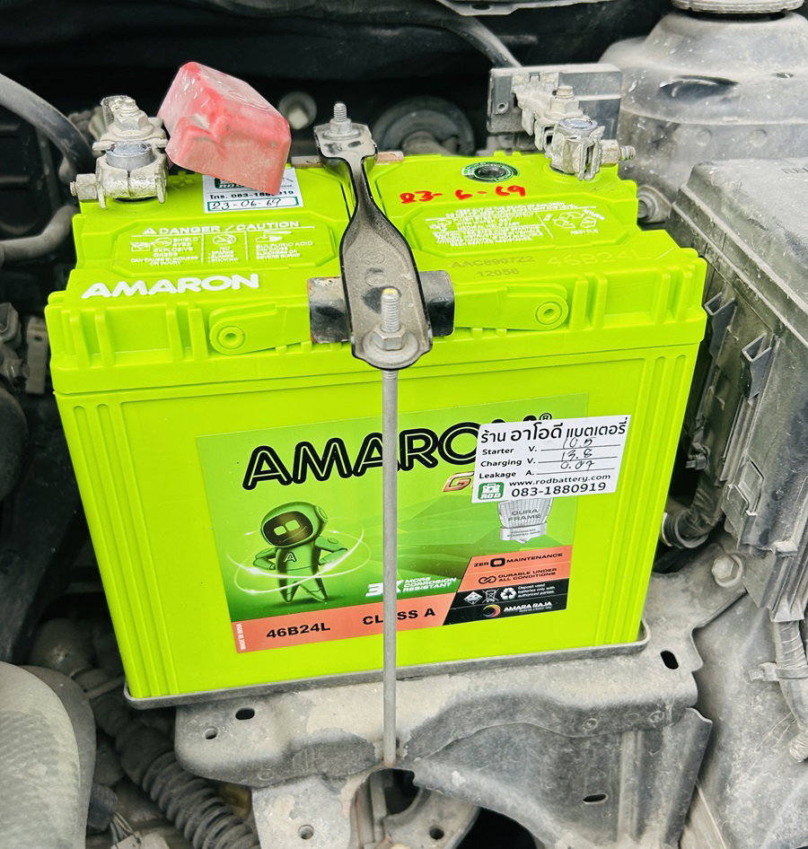 เปลี่ยนแบตเตอรี่ Toyota Yaris AMARON GO 46B24L ถึงที่ เดอะ พอยต์ คอนโด แหลมฉบัง