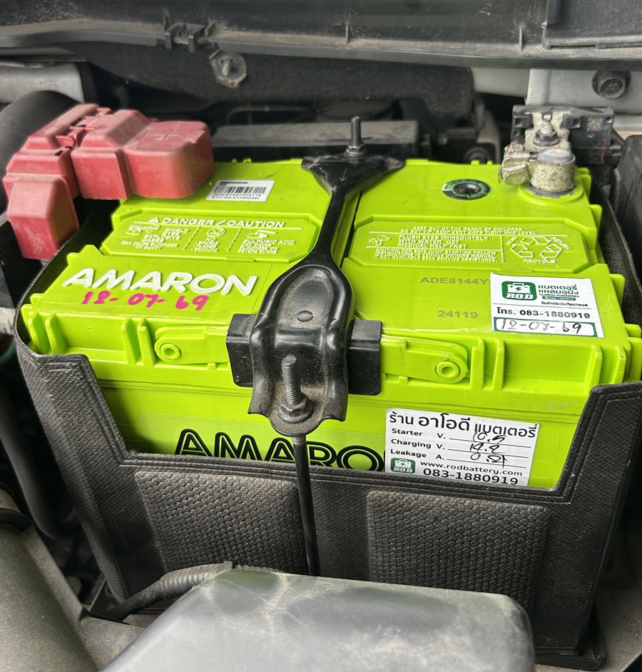 เปลี่ยนแบต Nissan Almera ติดตั้ง AMARON GO รุ่น 65D26L