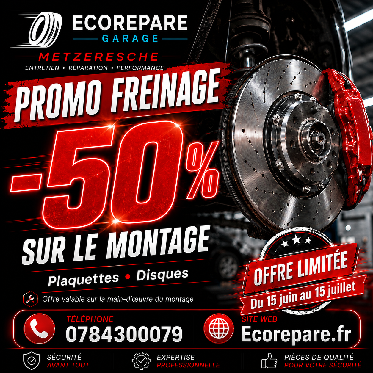 changer disques et plaquettes de frein à Metzeresche