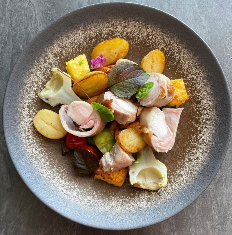 Râble de lapin, polenta & jus court