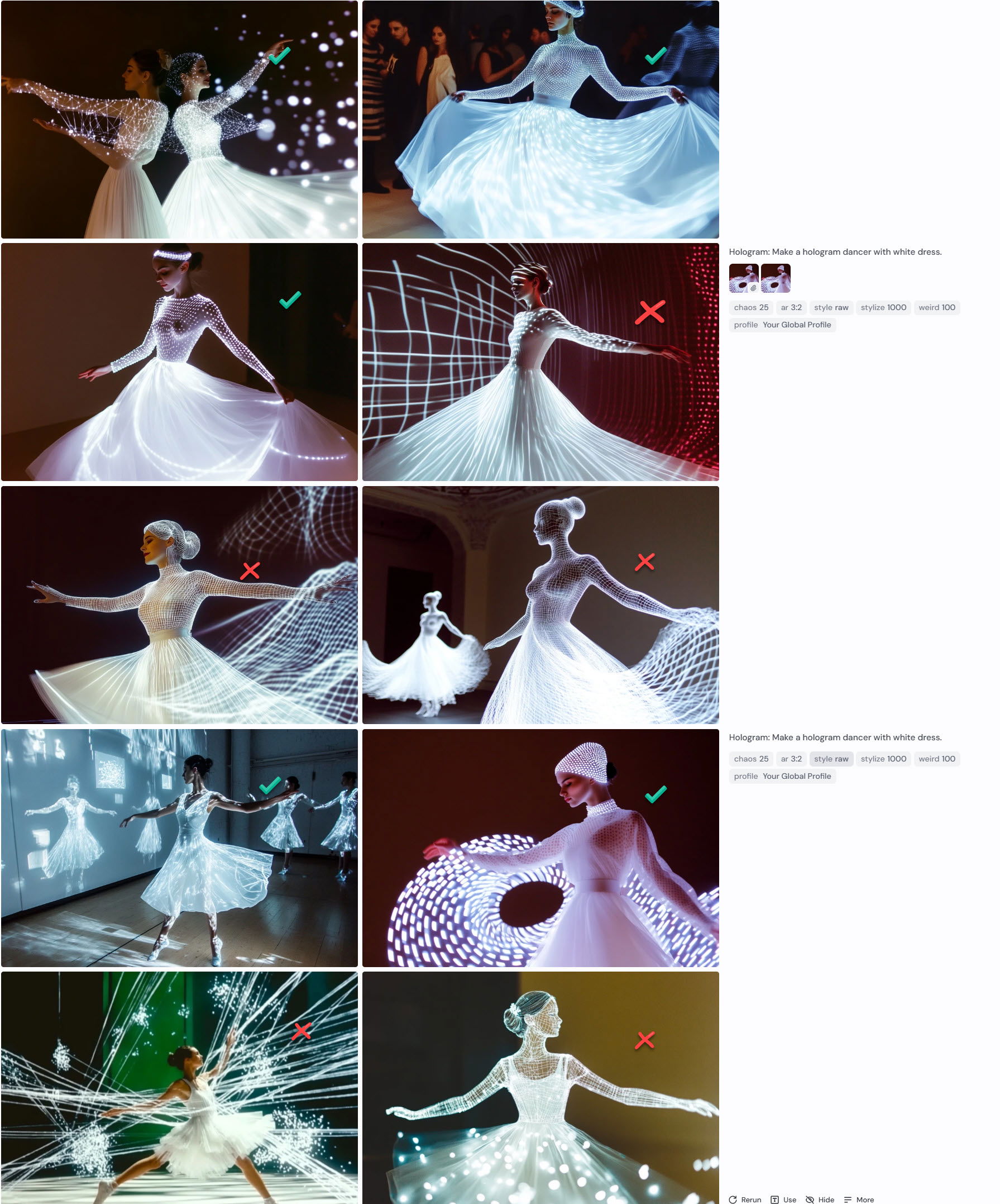 Auswahl der Ballerina in Midjourney