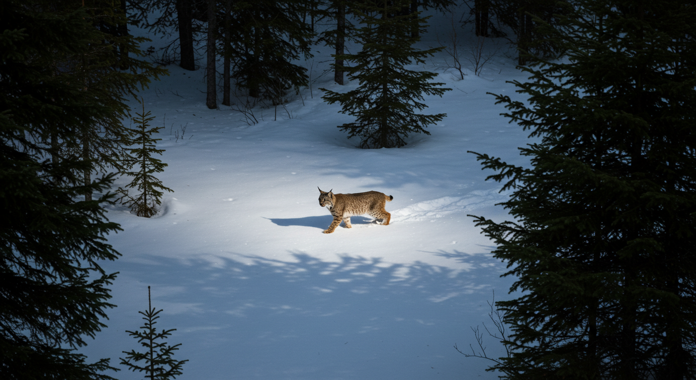 Canadischer Luchs aus der Vogelperspektive