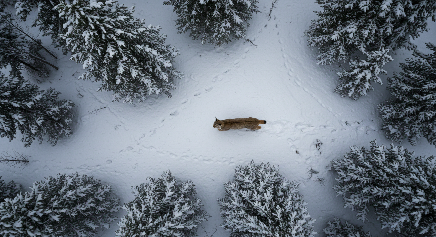 Canadischer Luchs aus der Drohnenperspektive
