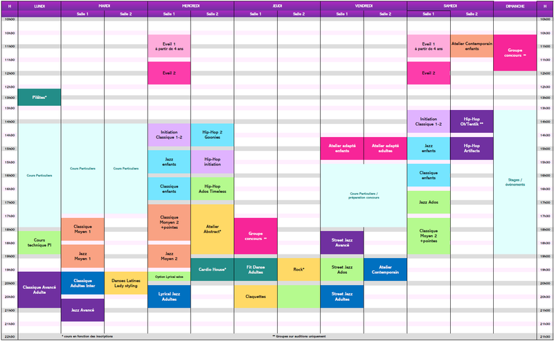 Planning saison 2024 - 2025