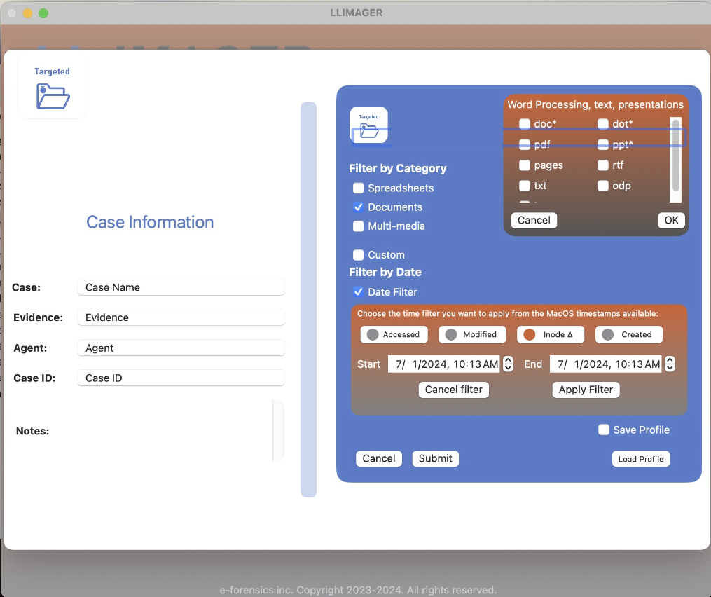 LLIMAGER v4.1.03 Targeted Imaging Applying Filters