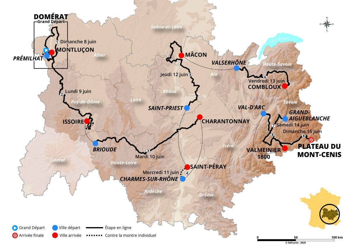 Le Critérium du Dauphiné passera dans l'Ain à deux reprises en 2025