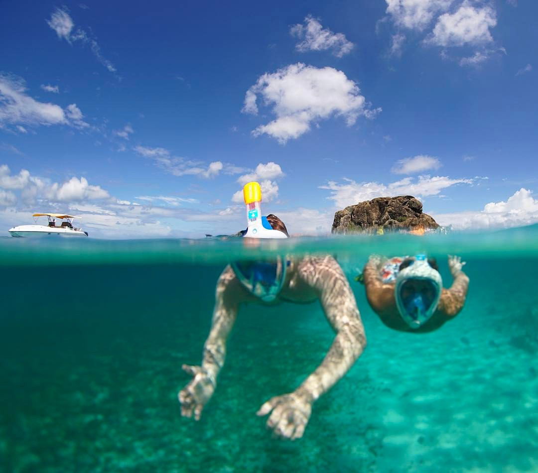 Snorkling i Det karibiske hav rundt St. Martin