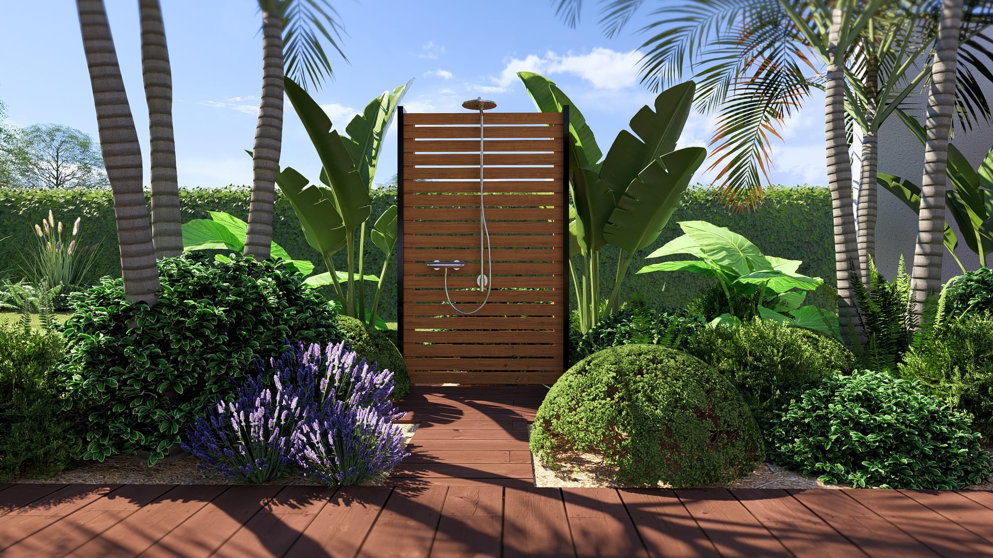 Un salon encastré qui surplombe le jardin