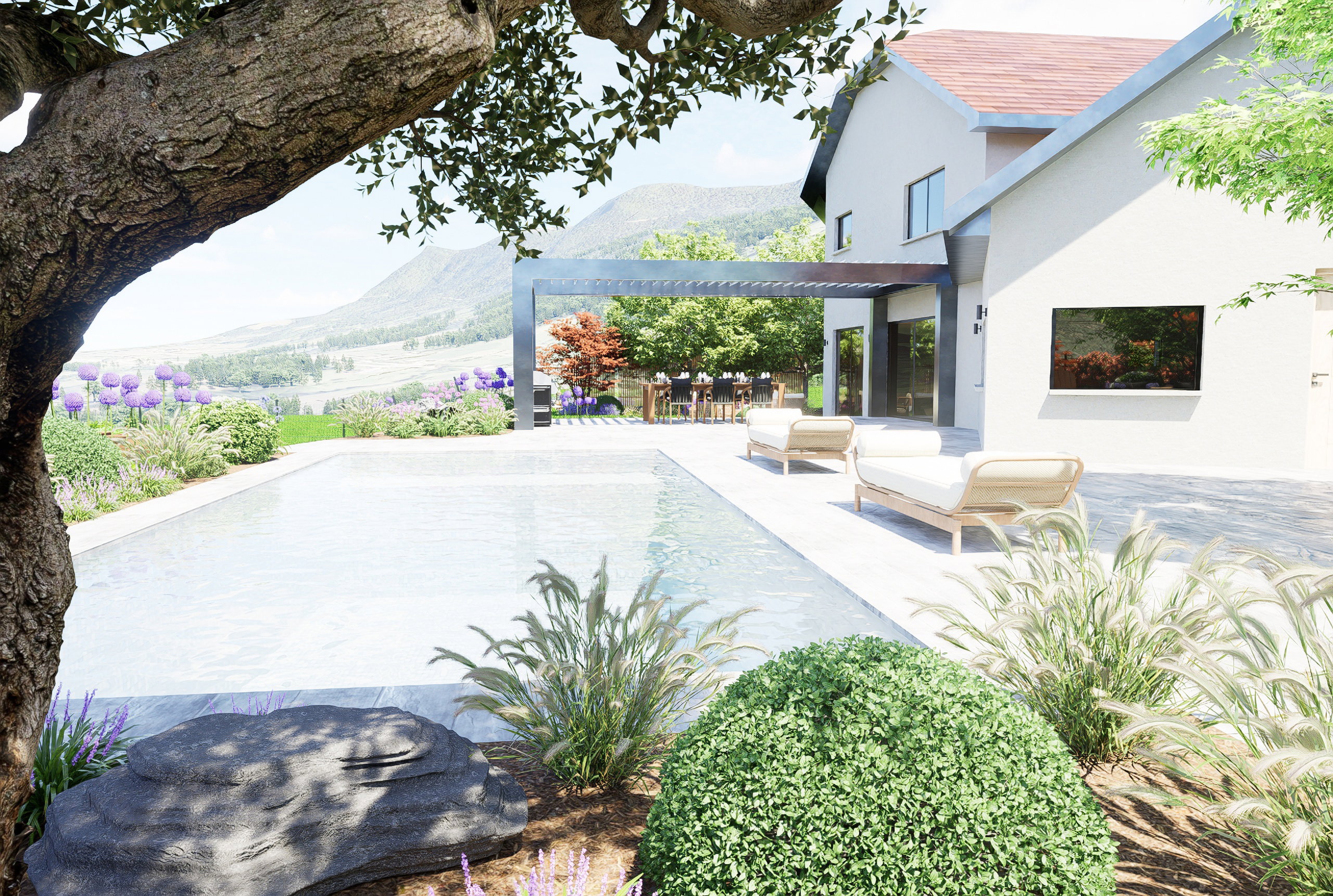 La montagne au premier plan 