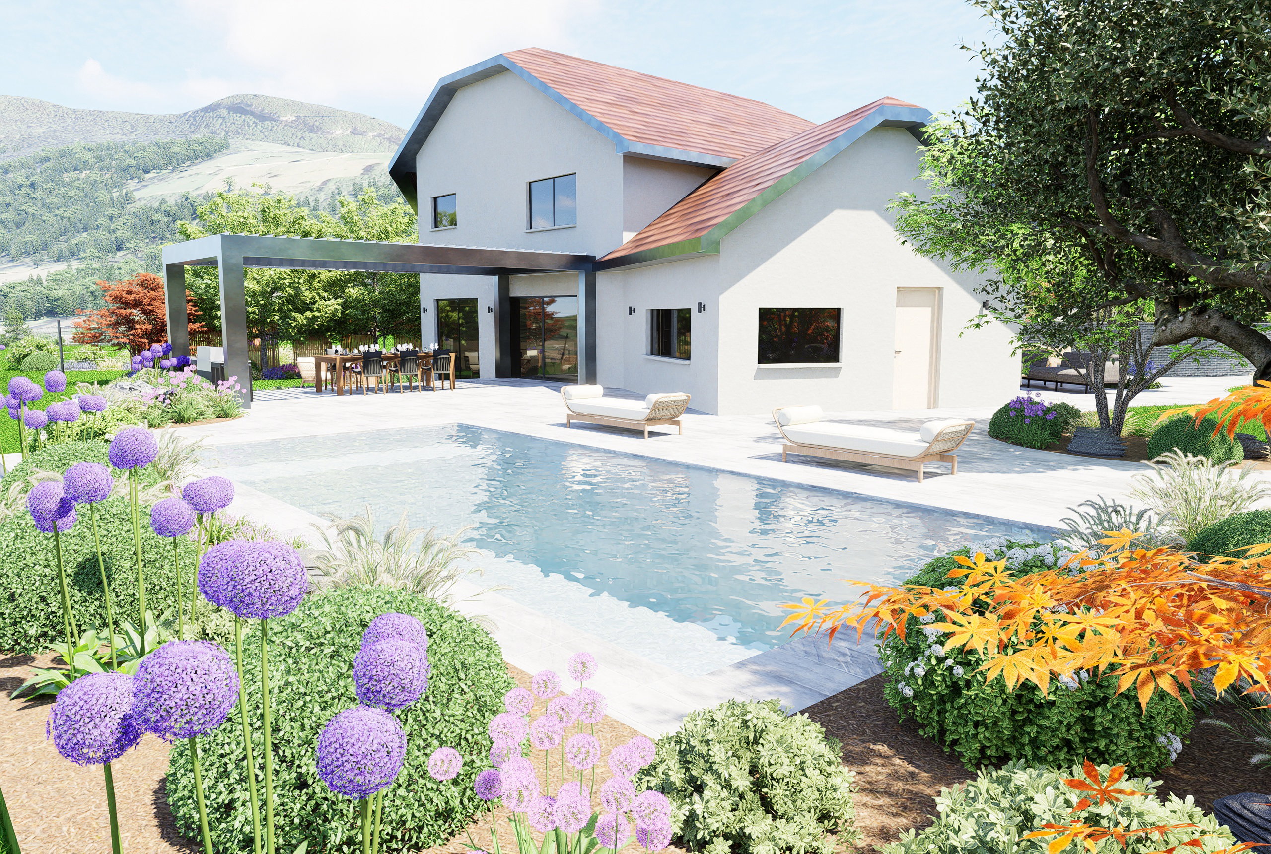 La montagne au premier plan 