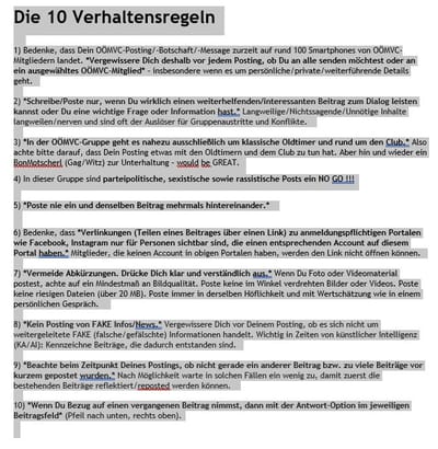 WhatsApp - OÖMVC Regeln für die Nutzung