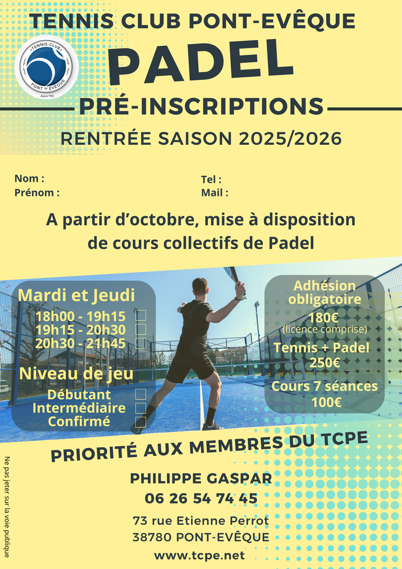 Nouveauté Padel 2025-2026