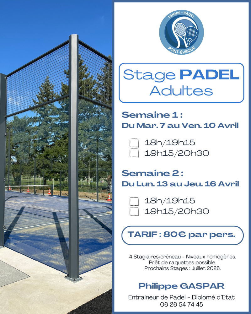 STAGES PADEL ADULTES
