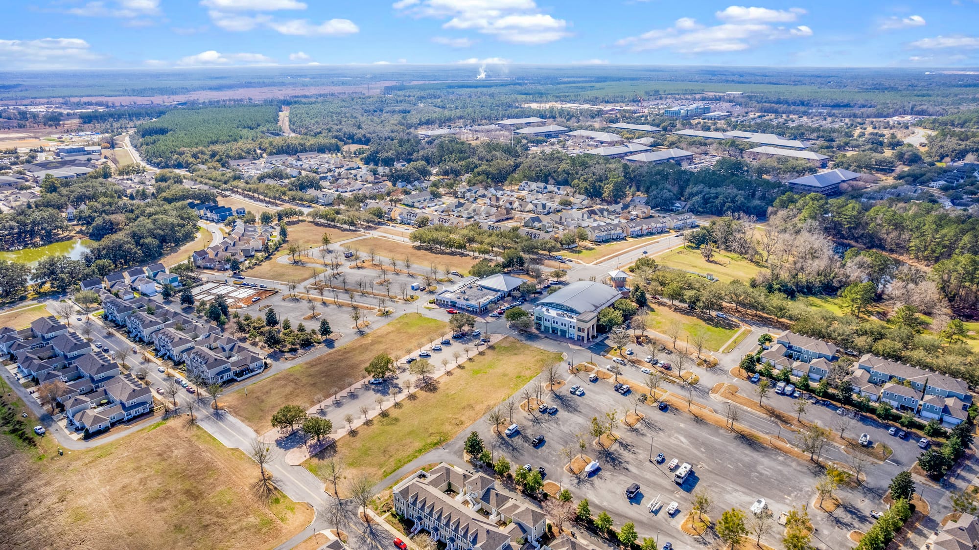 Multiple Buildings Plus Drone