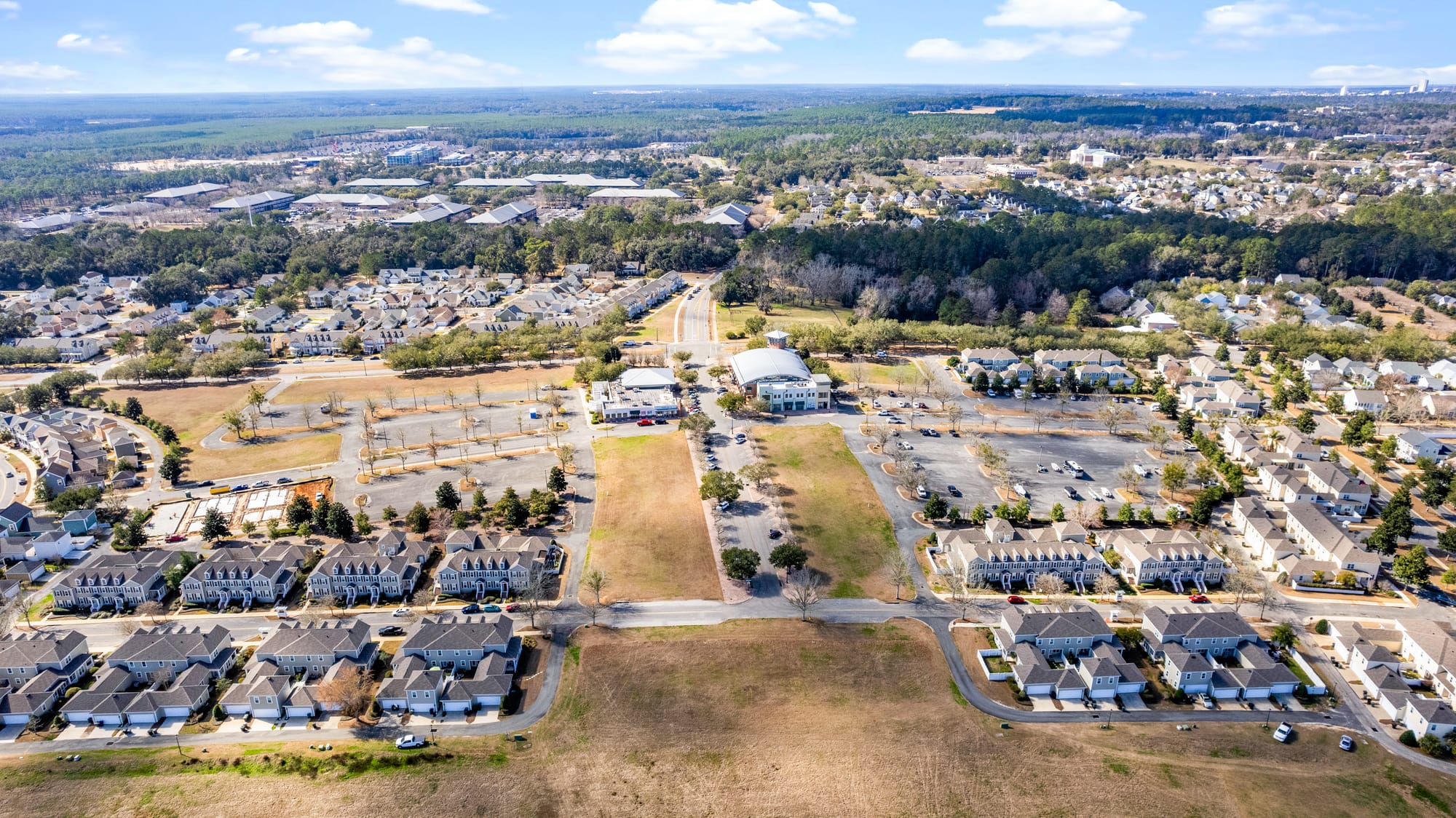 Multiple Buildings Plus Drone