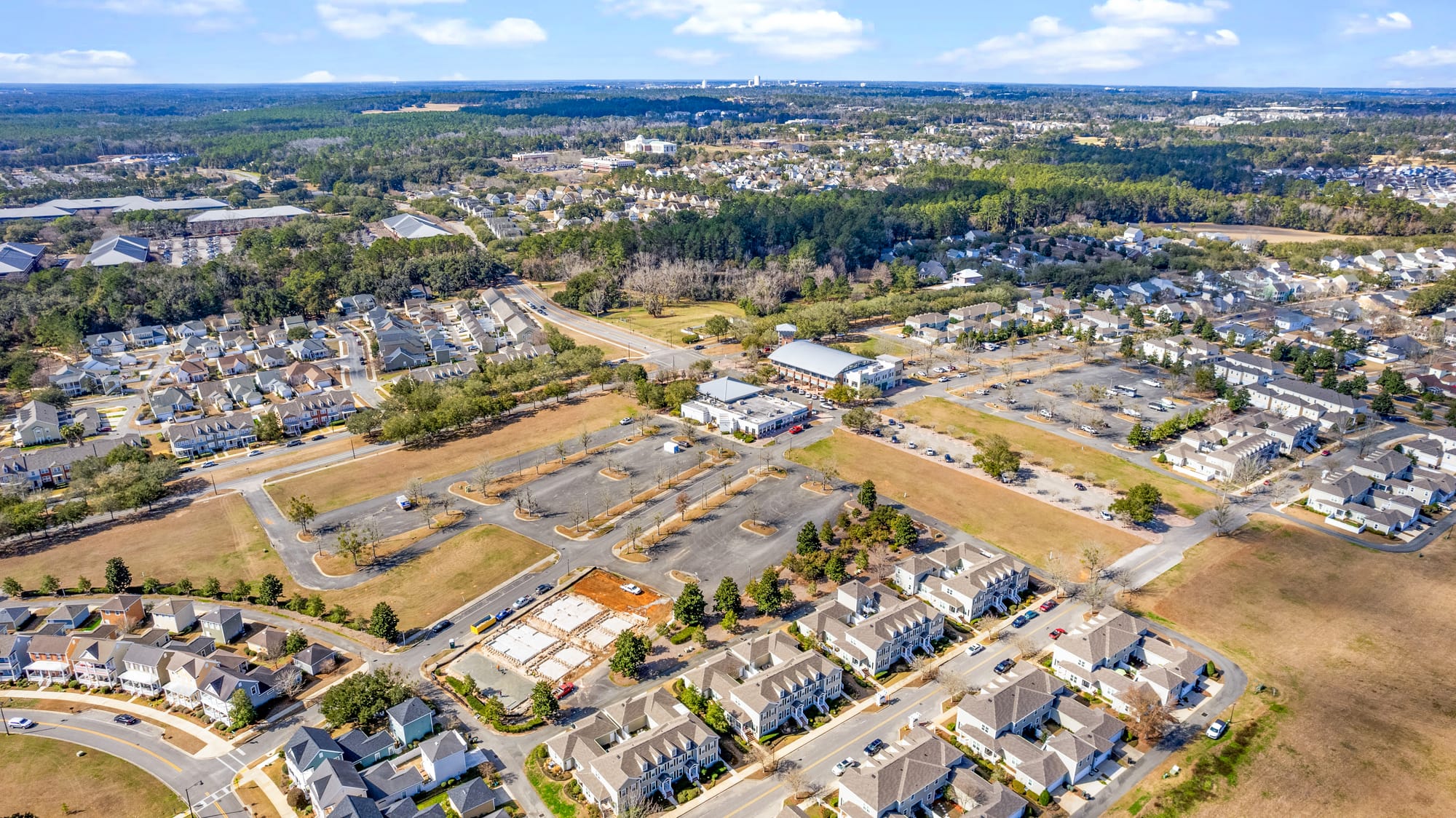 Multiple Buildings Plus Drone