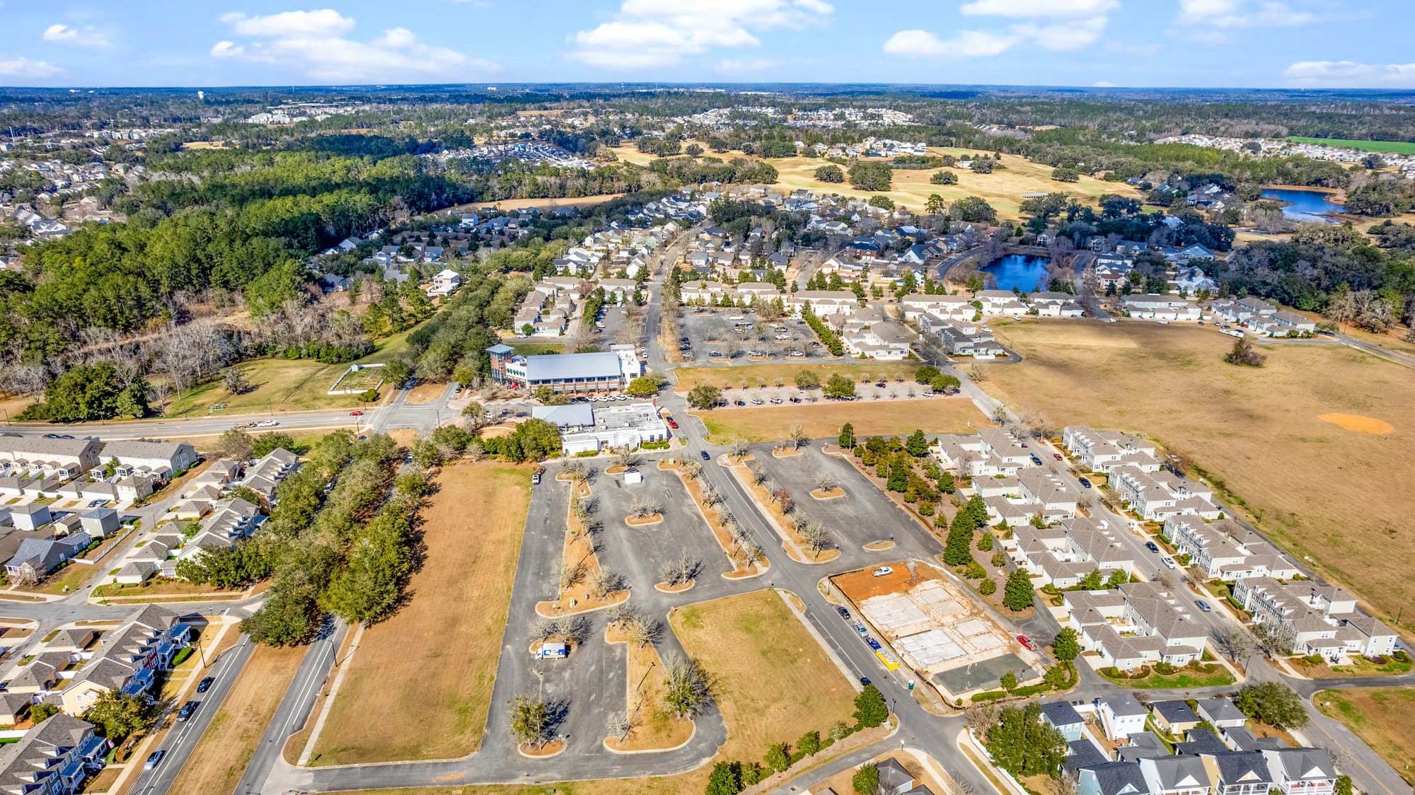 Multiple Buildings Plus Drone