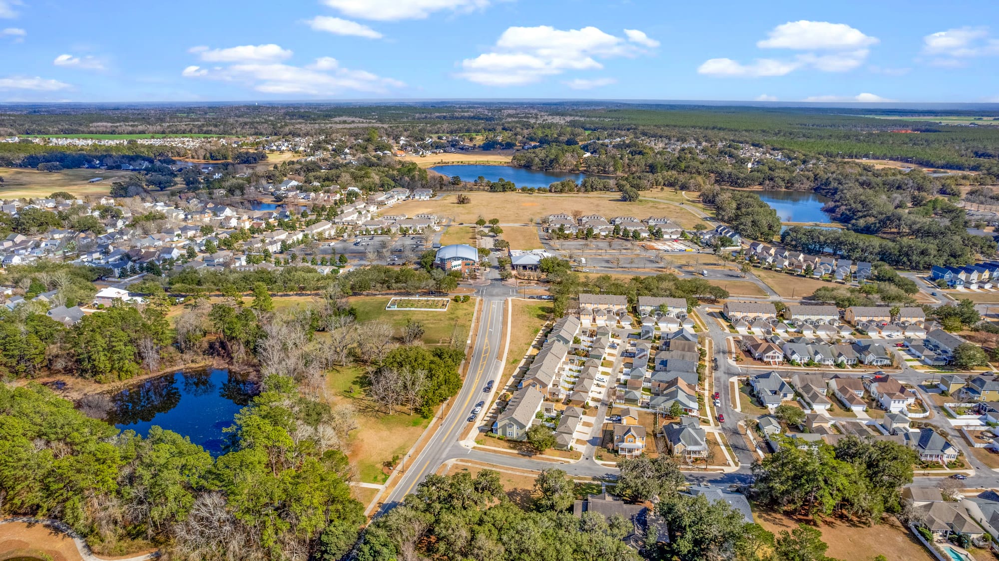 Multiple Buildings Plus Drone