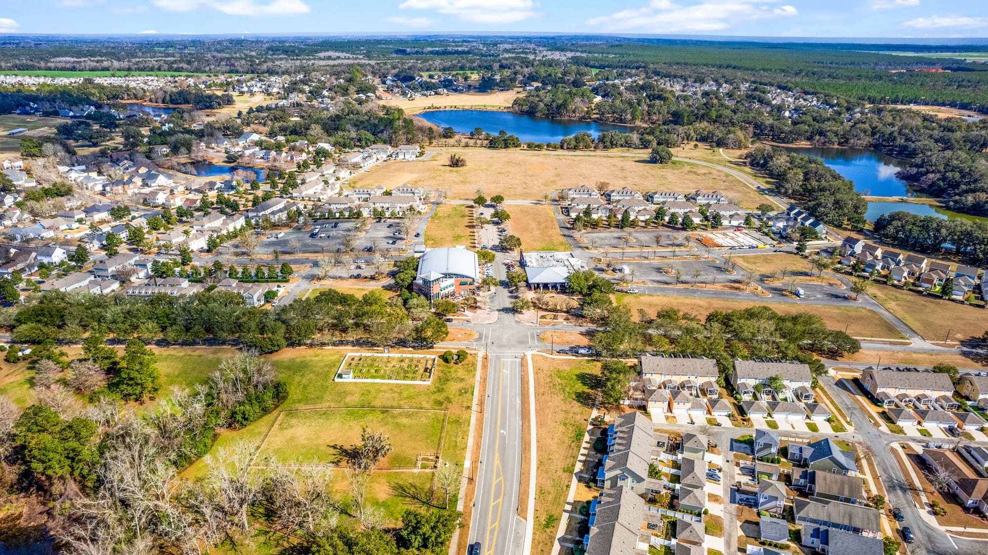 Multiple Buildings Plus Drone