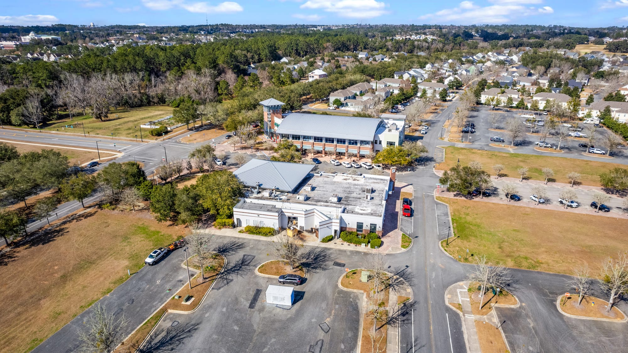 Multiple Buildings Plus Drone