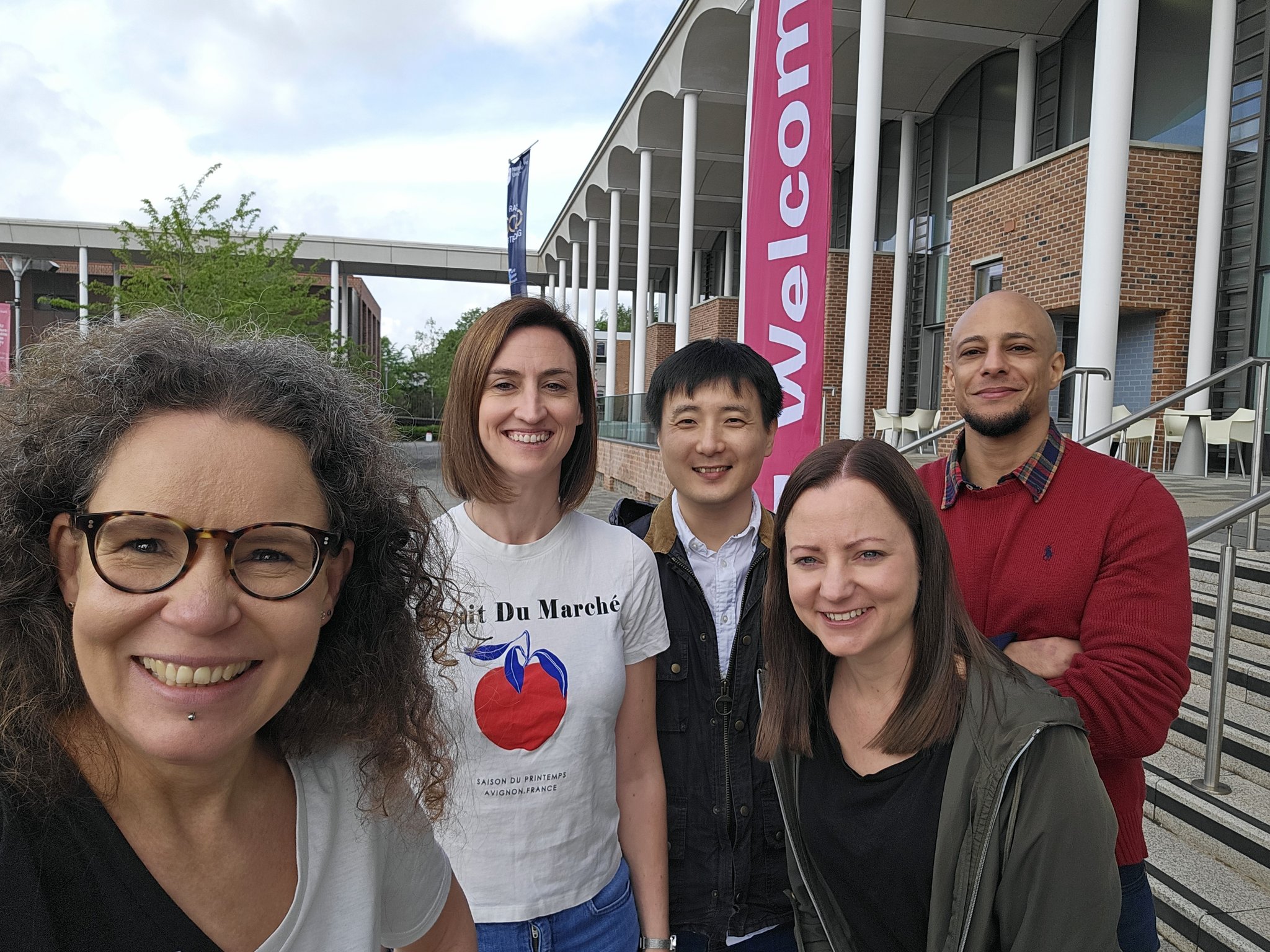 University of Bradford collaborators arrive at Clifton Campus for our collaboration day. From Left- Right, Gisela Helfer, Sam McLean, Haesung Yun, Katie Hanna, Junior Bowen