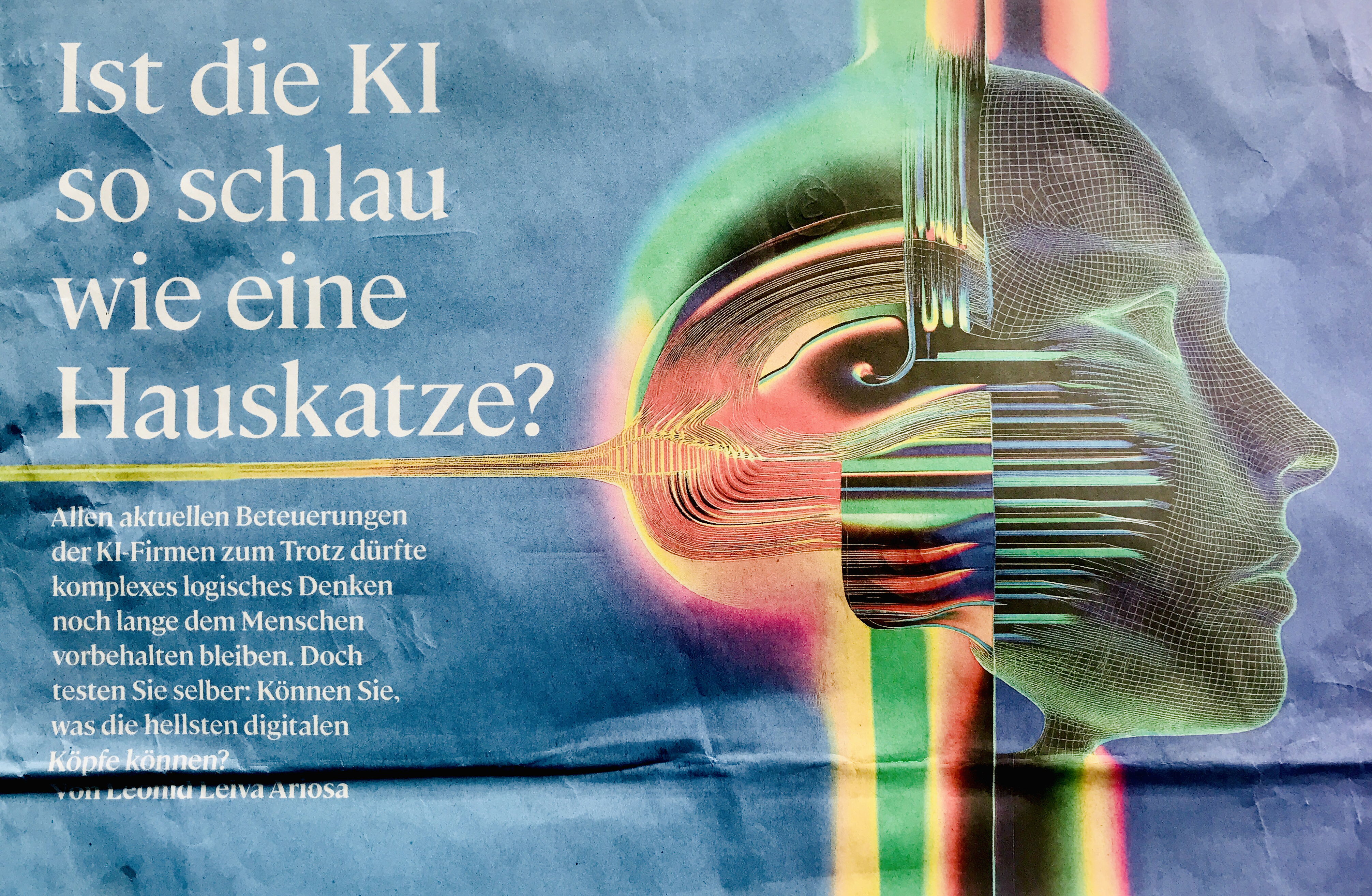 Zeitungsausschnitt als Bild "Ist die KI so schlau wie eine Hauskatze?"