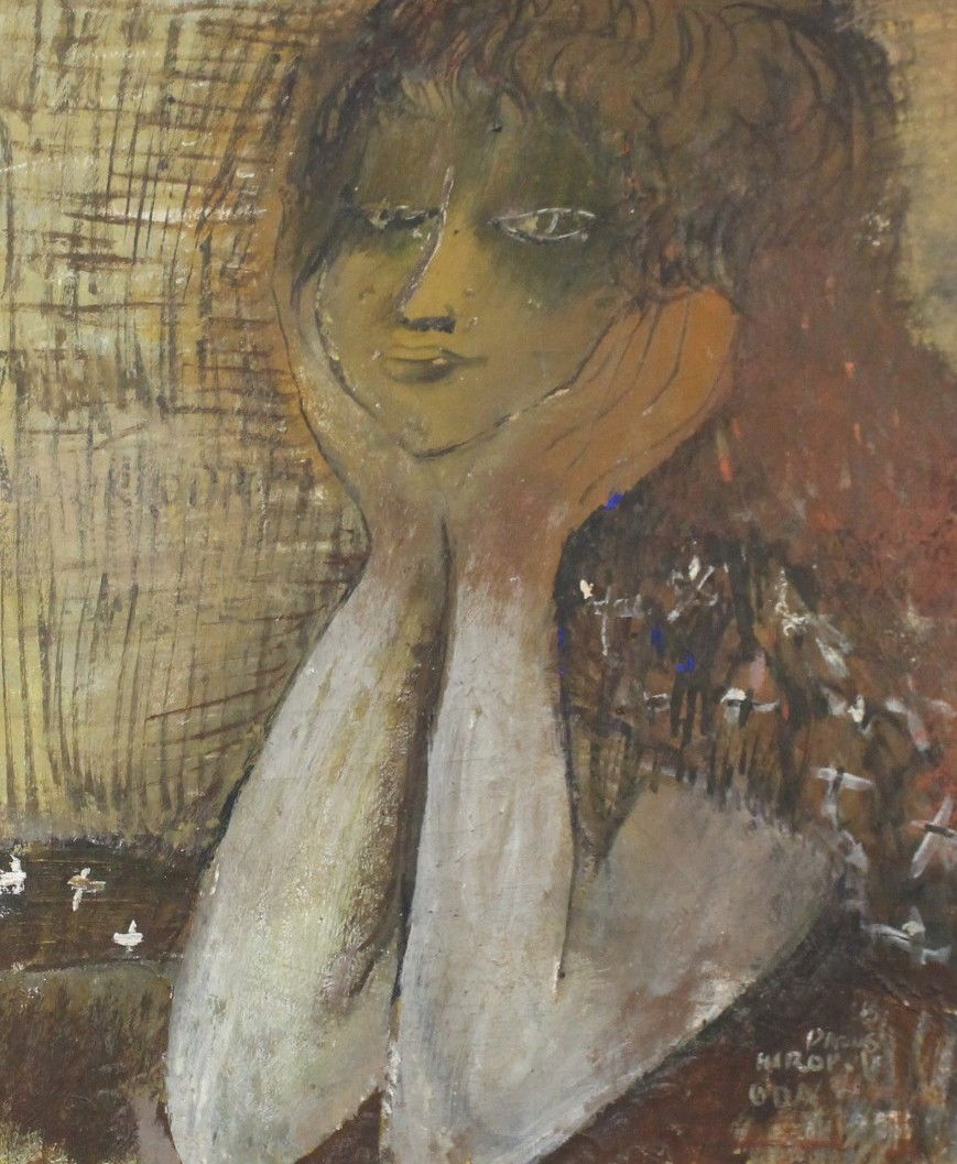 肘をつく女性　8号