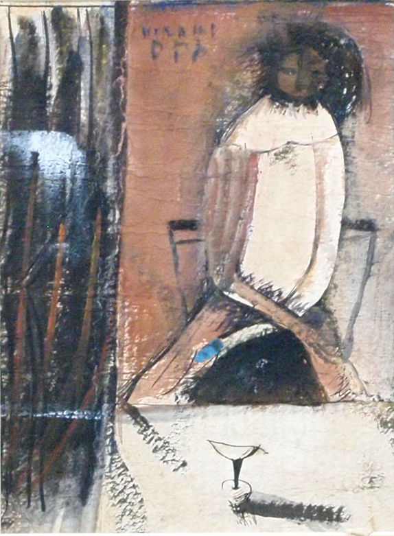 テーブルの前の少女　20.7×15.5㎝