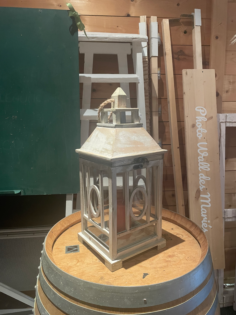 Lanterne couleur bois/gris