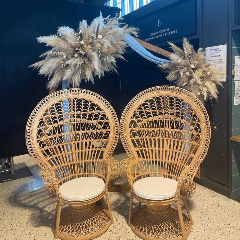 Arche hexagonale et deux compositions de pampas