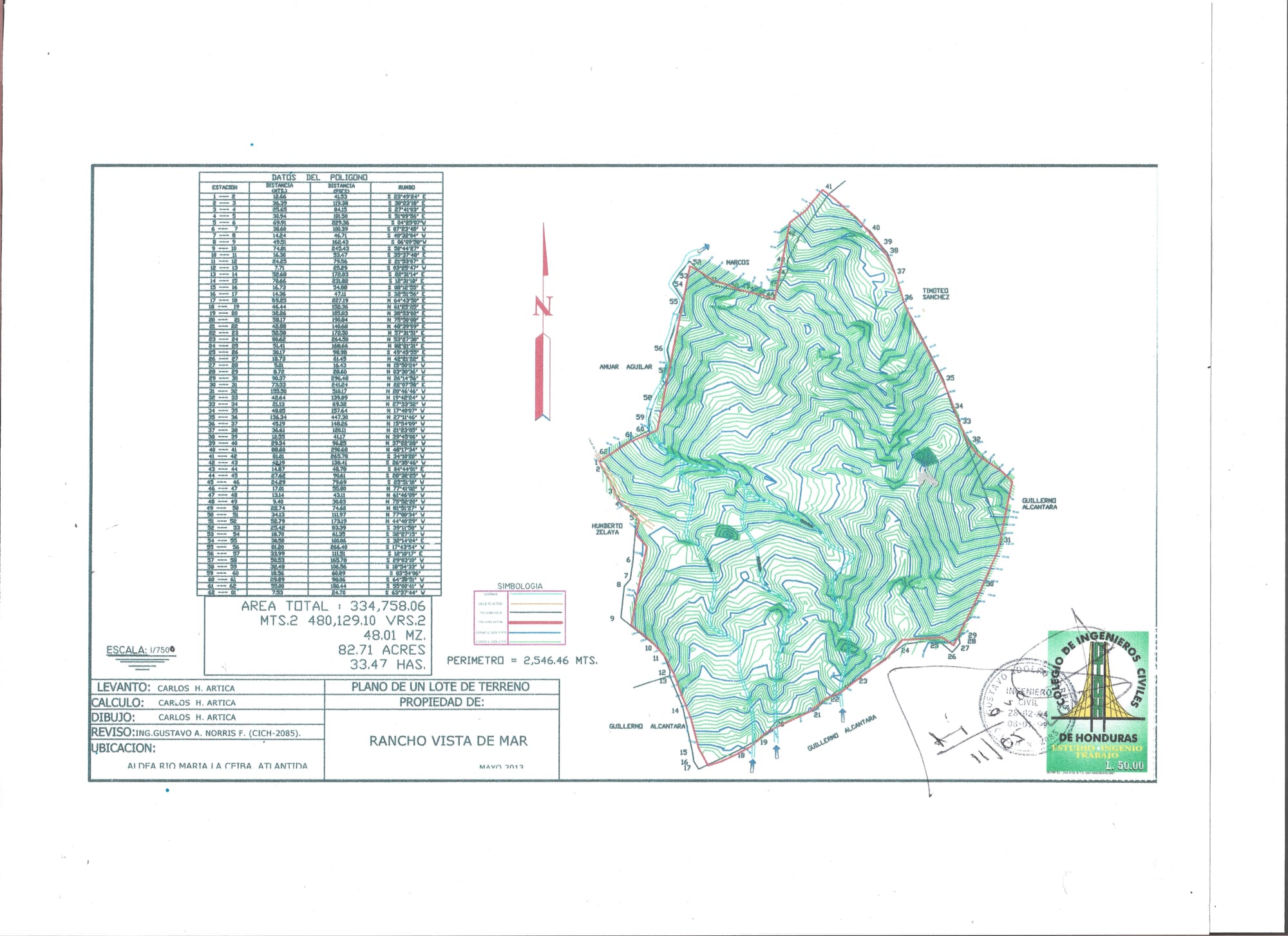 Topographical Map of 82-acre mountain property, Rancho Vista De Mar