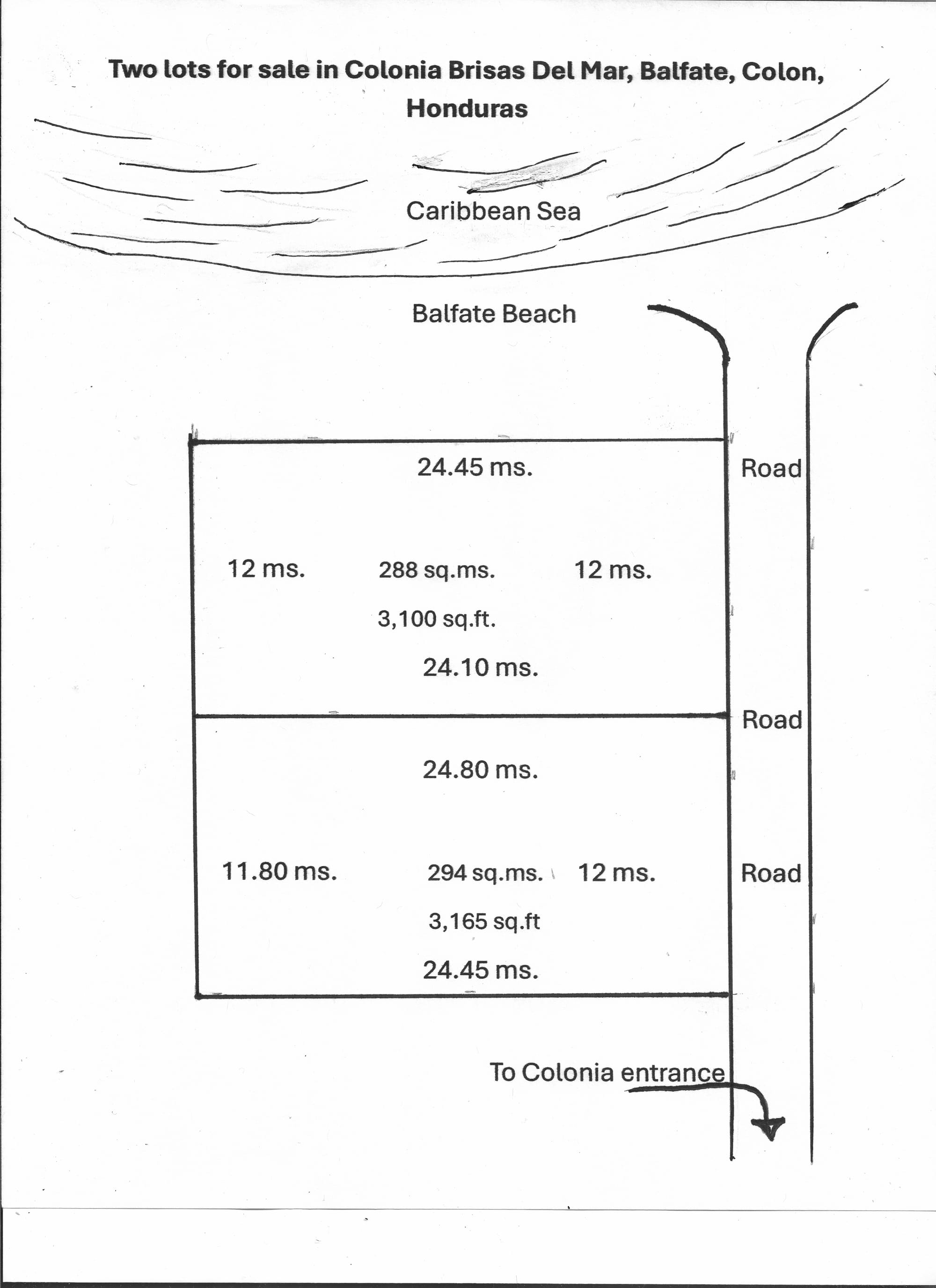 Map of the two lots for sale
