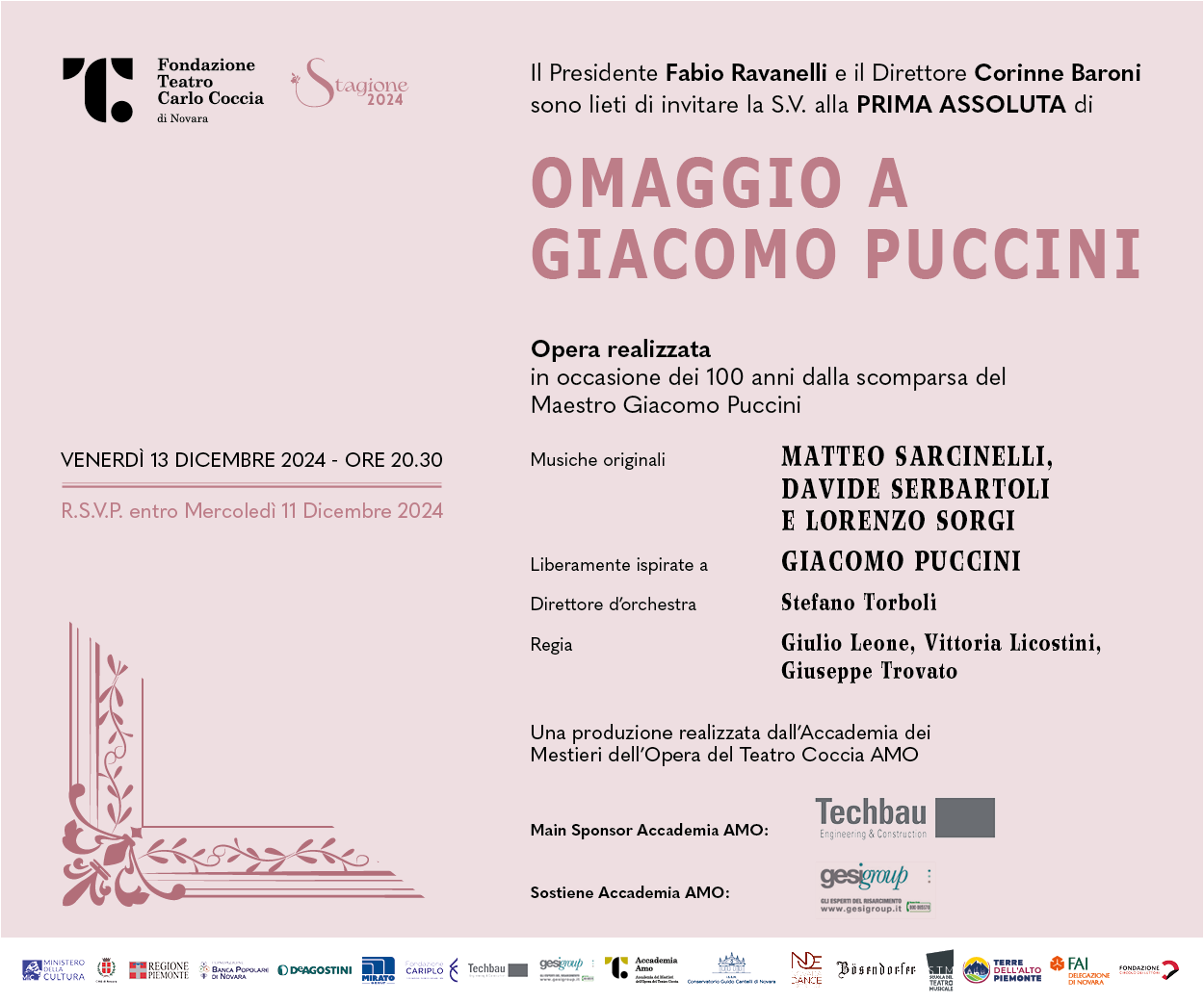 Teatro Coccia - Omaggio a Puccini - Venerdì 13 Dicembre 2024 ore 20,30