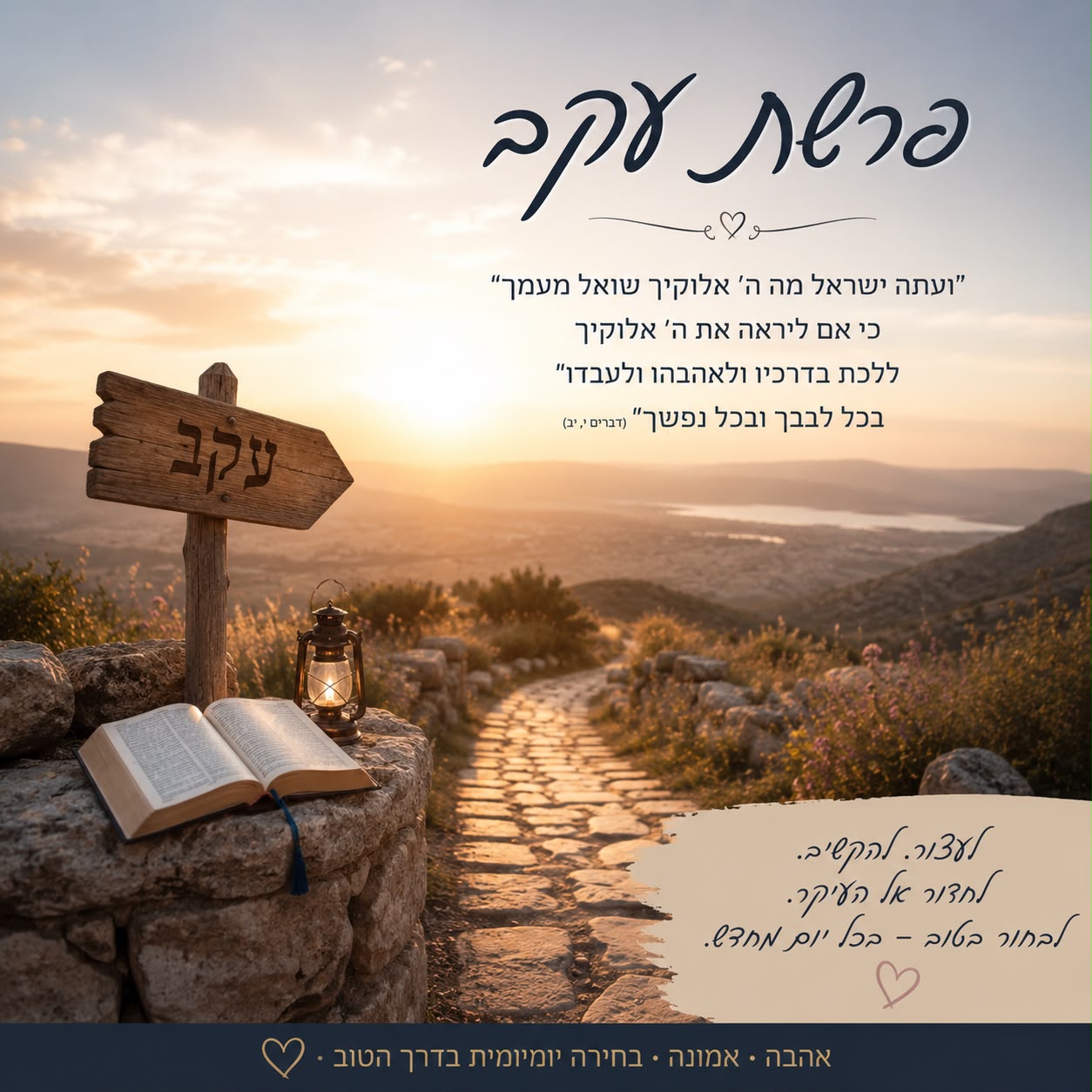 פָּרָשַׁת 'עֵקֶב' - מְלַמֶּדֶת אוֹתָנוּ, שֶׁהָעִקּוּב שֶׁאָנוּ חוֹוִים בְּחַיֵּינוּ, לֹא פַּעַם, נוֹבֵעַ מֵהָעַקְשָׁנוּת שֶׁבָּנוּ לְהִשָּׁאֵר בִּדְפוּסִים יְשָׁנִים. וְאִלּוּ הֲלִיכָה בְּדַרְכִּי הַשֵּׁם הִיא שֶׁתְּסַיֵּעַ לָצֵאת מֵהָעִקּוּב וְהַדְּפוּסִים.