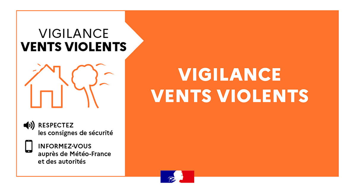 ⚠️ Vigilance JAUNE & ORANGE – VENT VIOLENT 🌬️