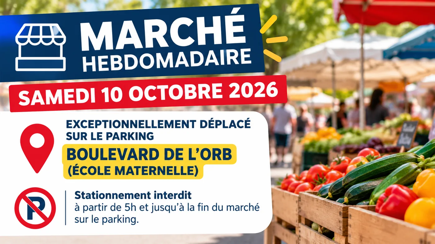 Déplacement du marché - samedi 10 octobre 2026