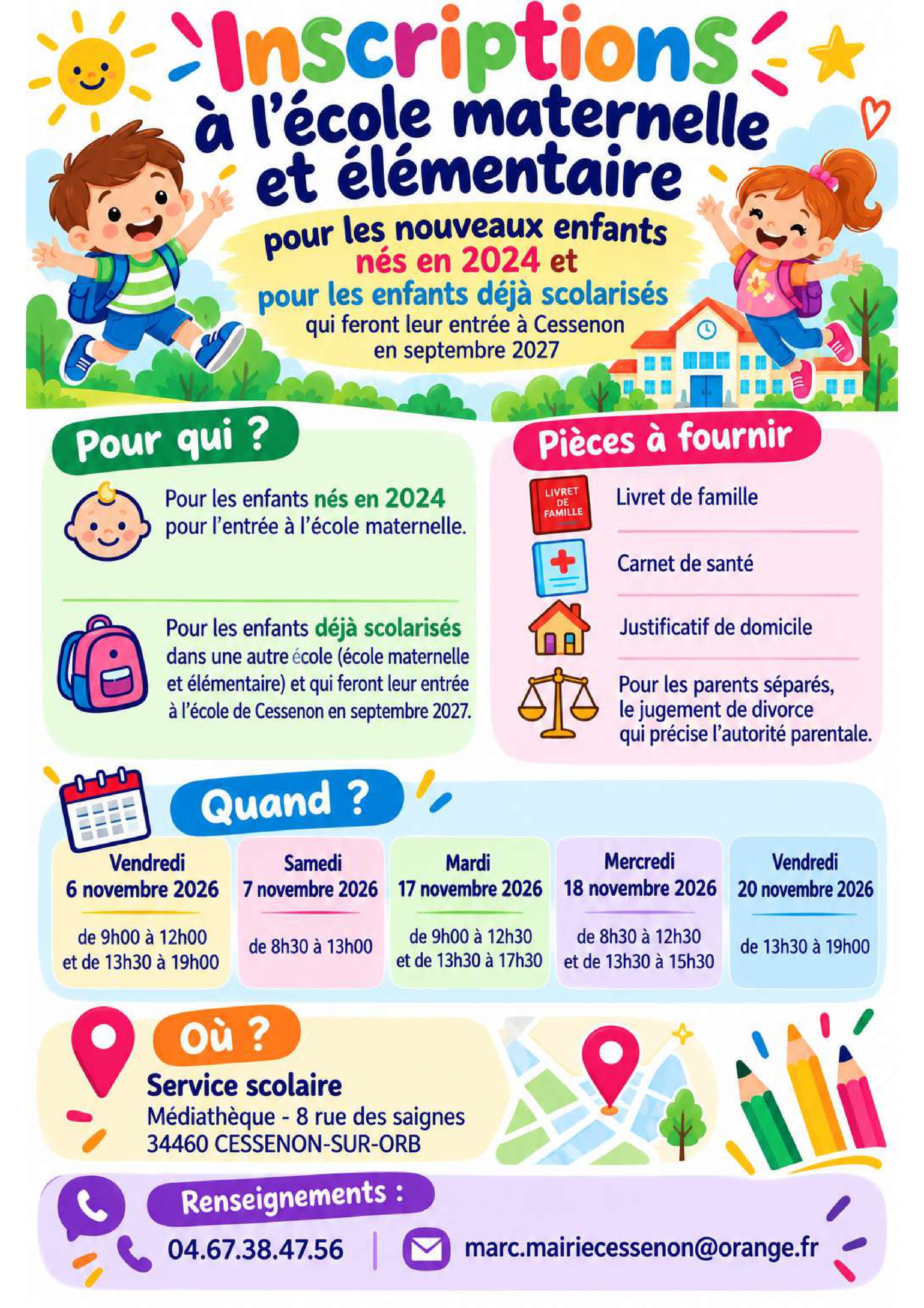 Inscriptions scolaires - Rentrée 2027