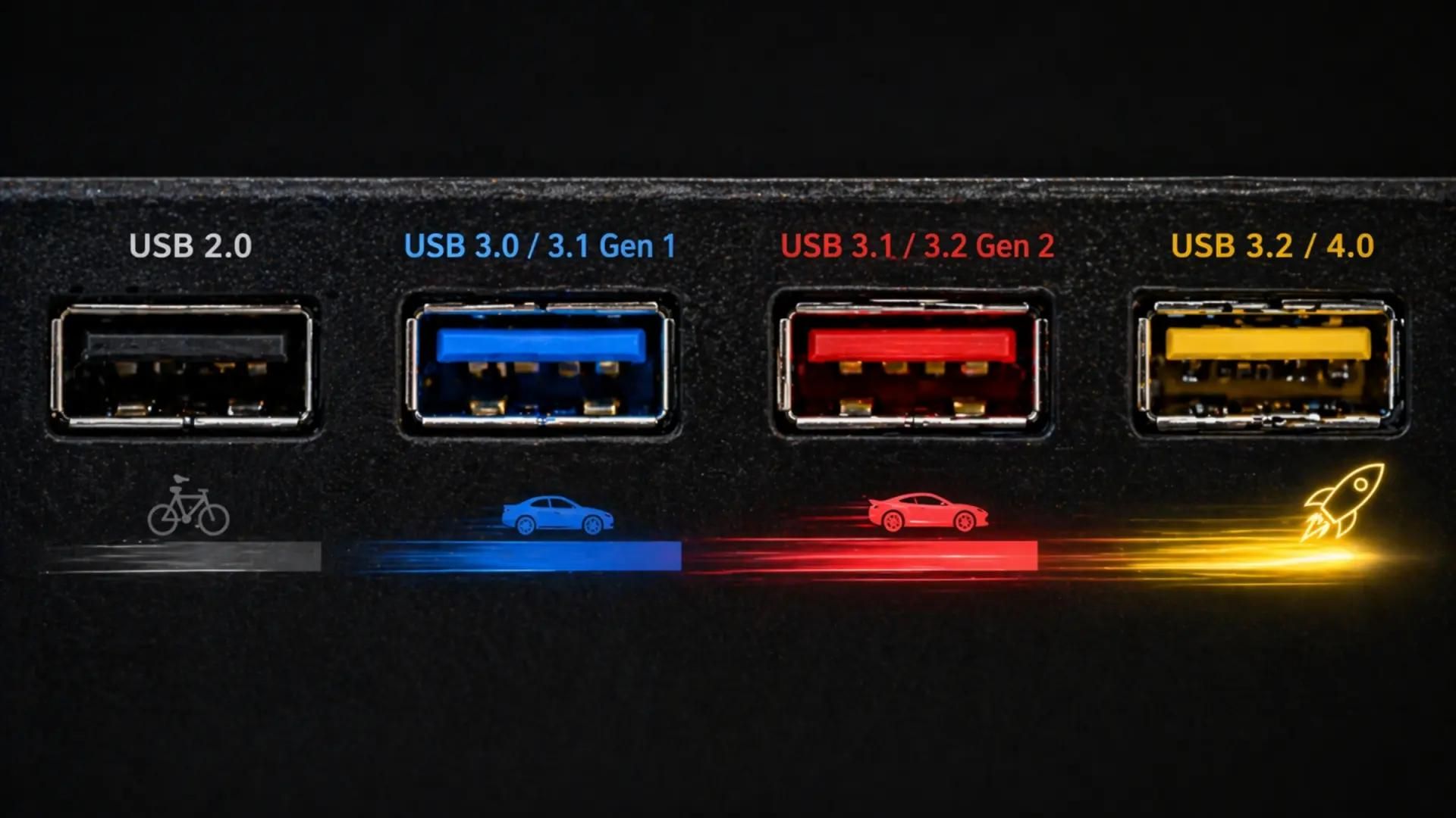 Ports USB : la couleur change tout ! Voici ce que signifient vraiment le bleu, rouge, jaune et noir ?