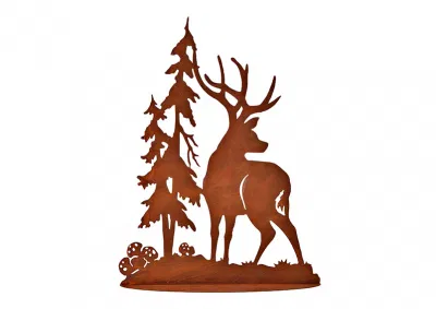 Oiseau Magique Décorations Jardin Hiver - 2 Cerfs Et 2 Sapins
