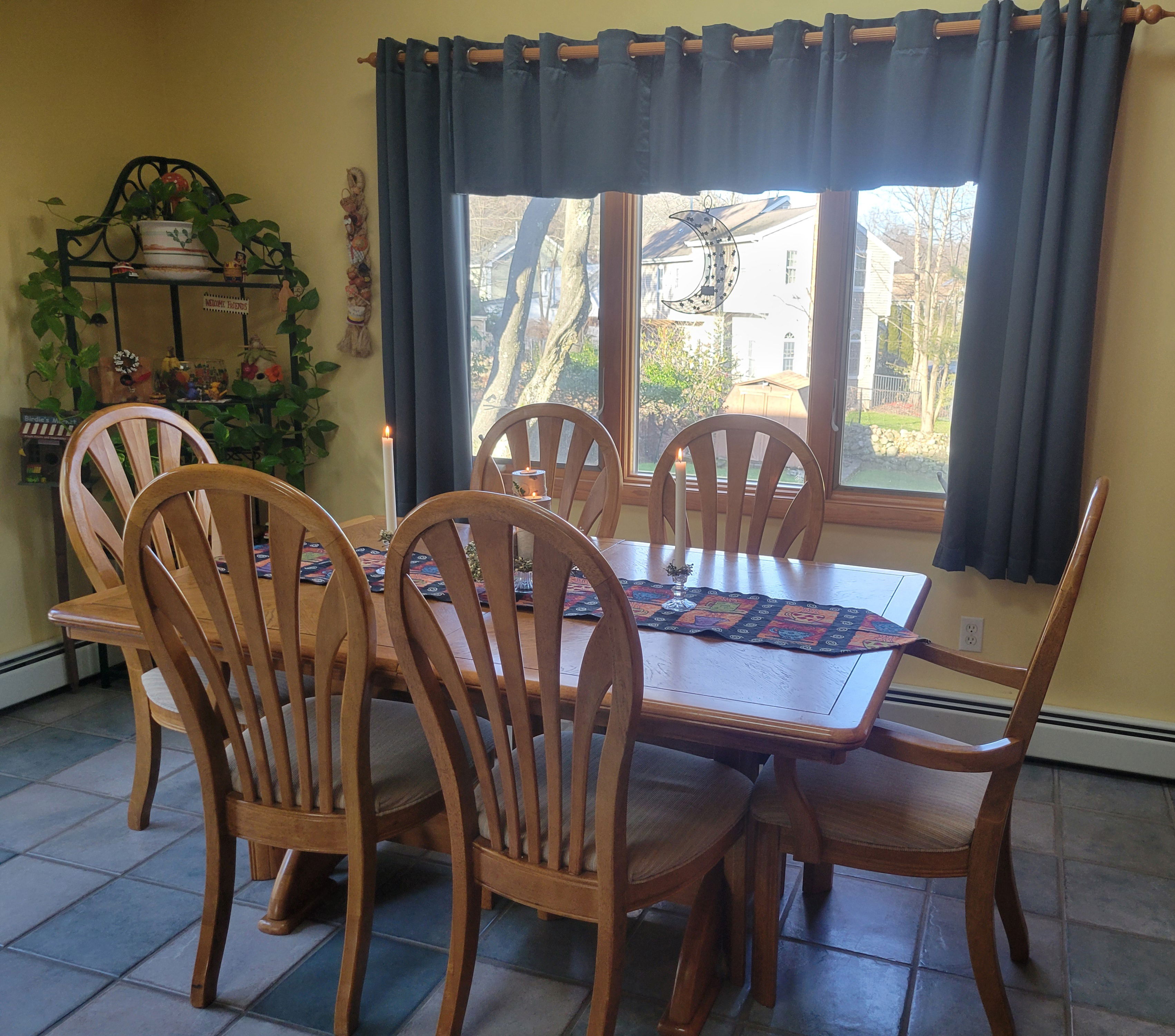 After:  REbalanced eat-in space that no longer competes with a dining room 15 feet away.