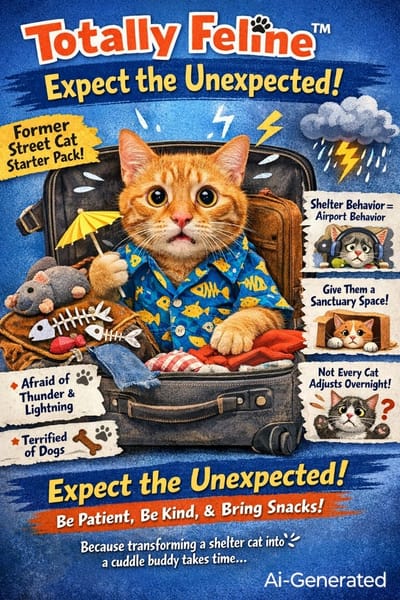 Totally Feline TM Expect the Unexpected- Because Shelter Cats Don't Come With Instructions Manuals