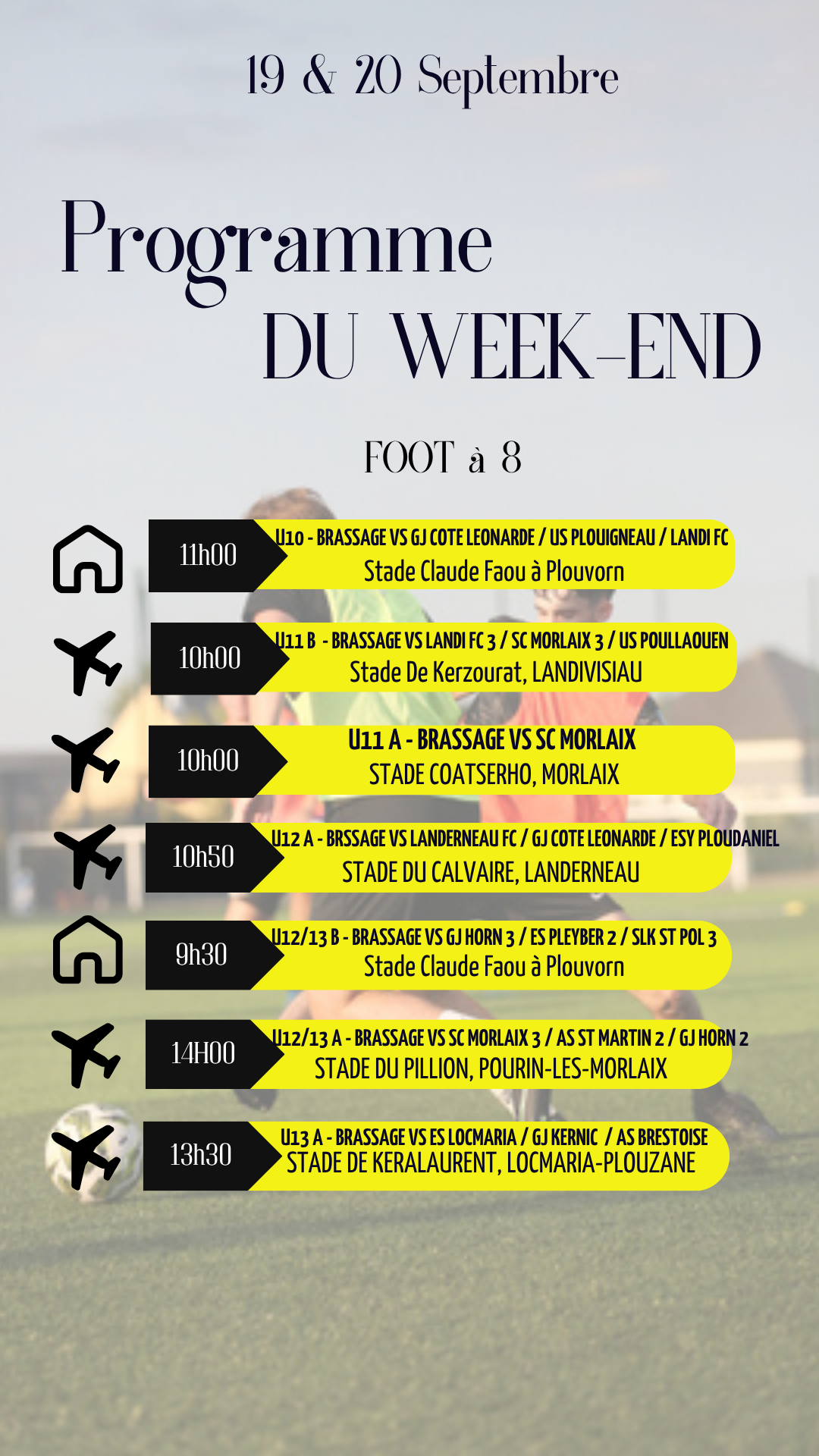 Résultats des jeunes foot à 11 
