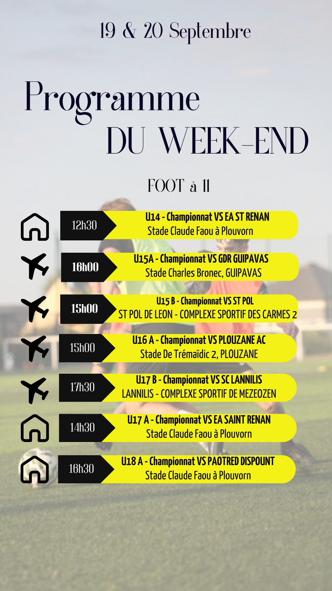 Résultats des jeunes foot à 11 
