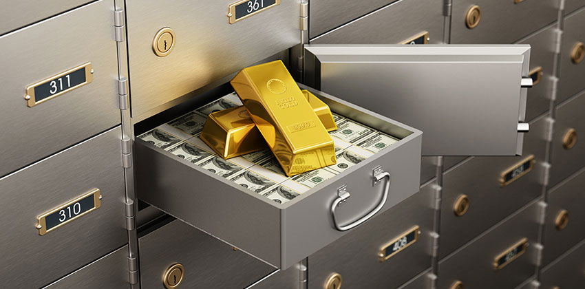 Safe Deposit Box with Cash and Gold