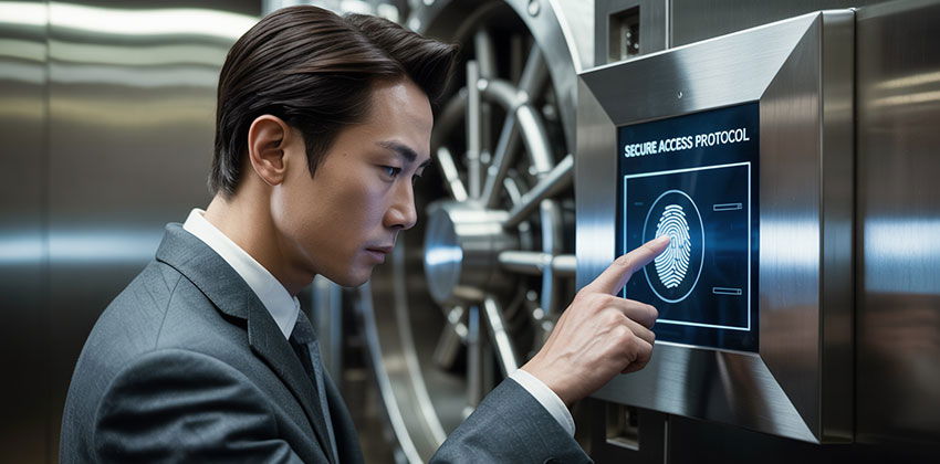 Man Accessing Safe Deposit Box
