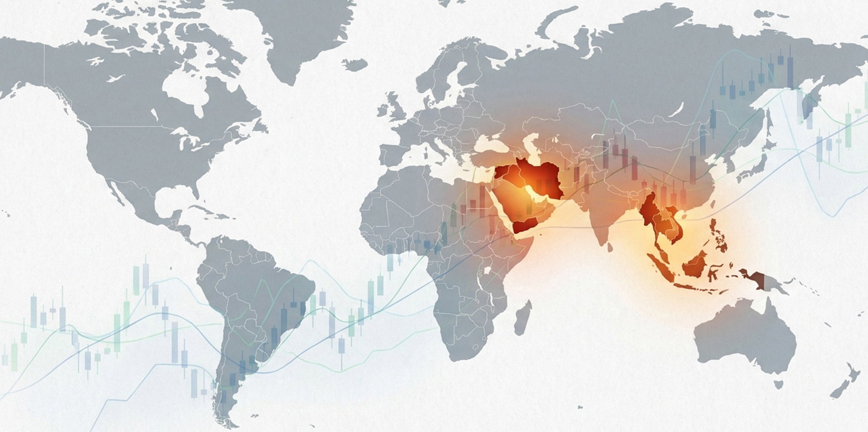 World map highlighting regional geopolitical and economic risk zones relevant to expats based in Singapore