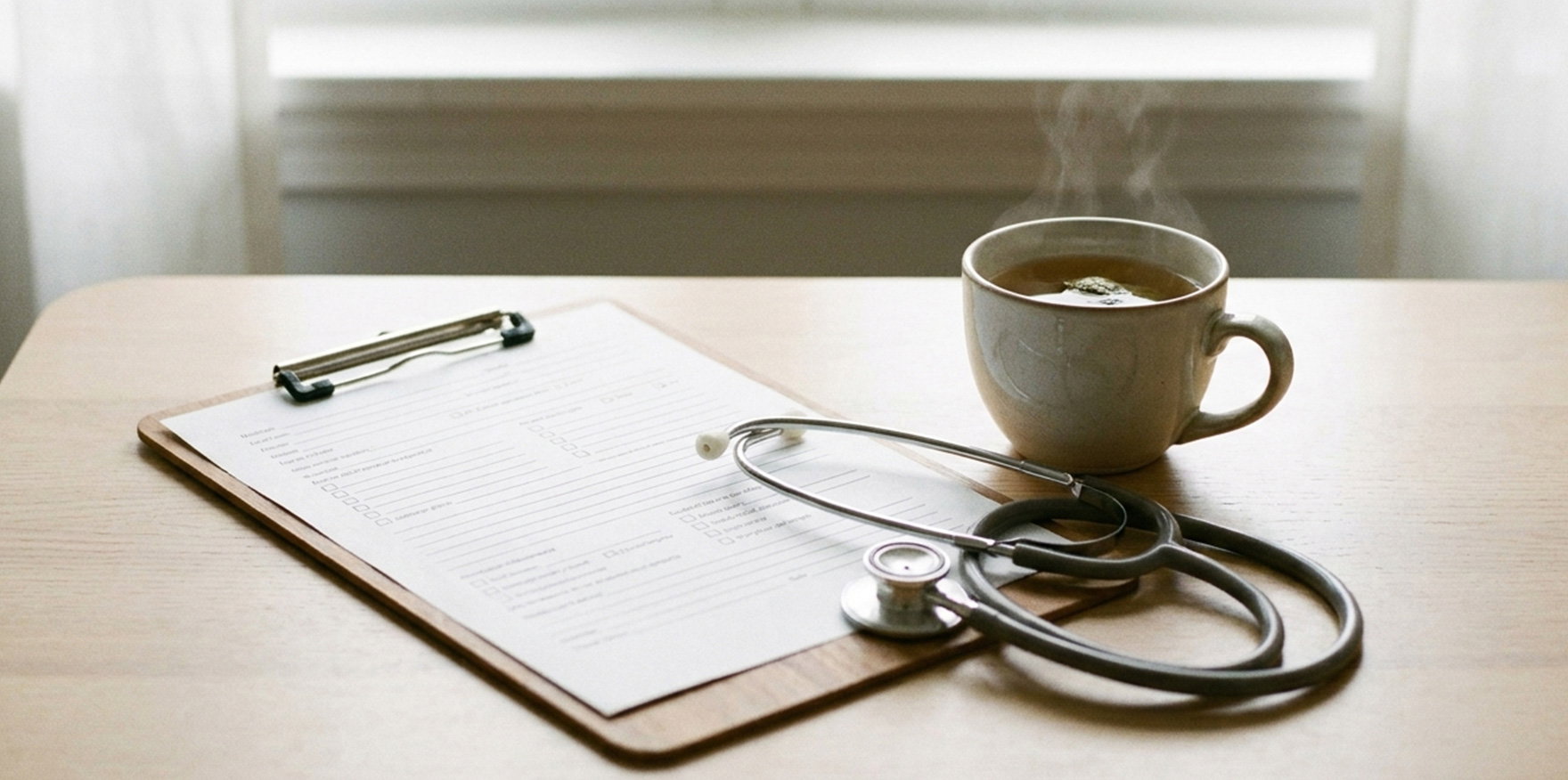 Clipboard and medical form representing advance medical directive planning