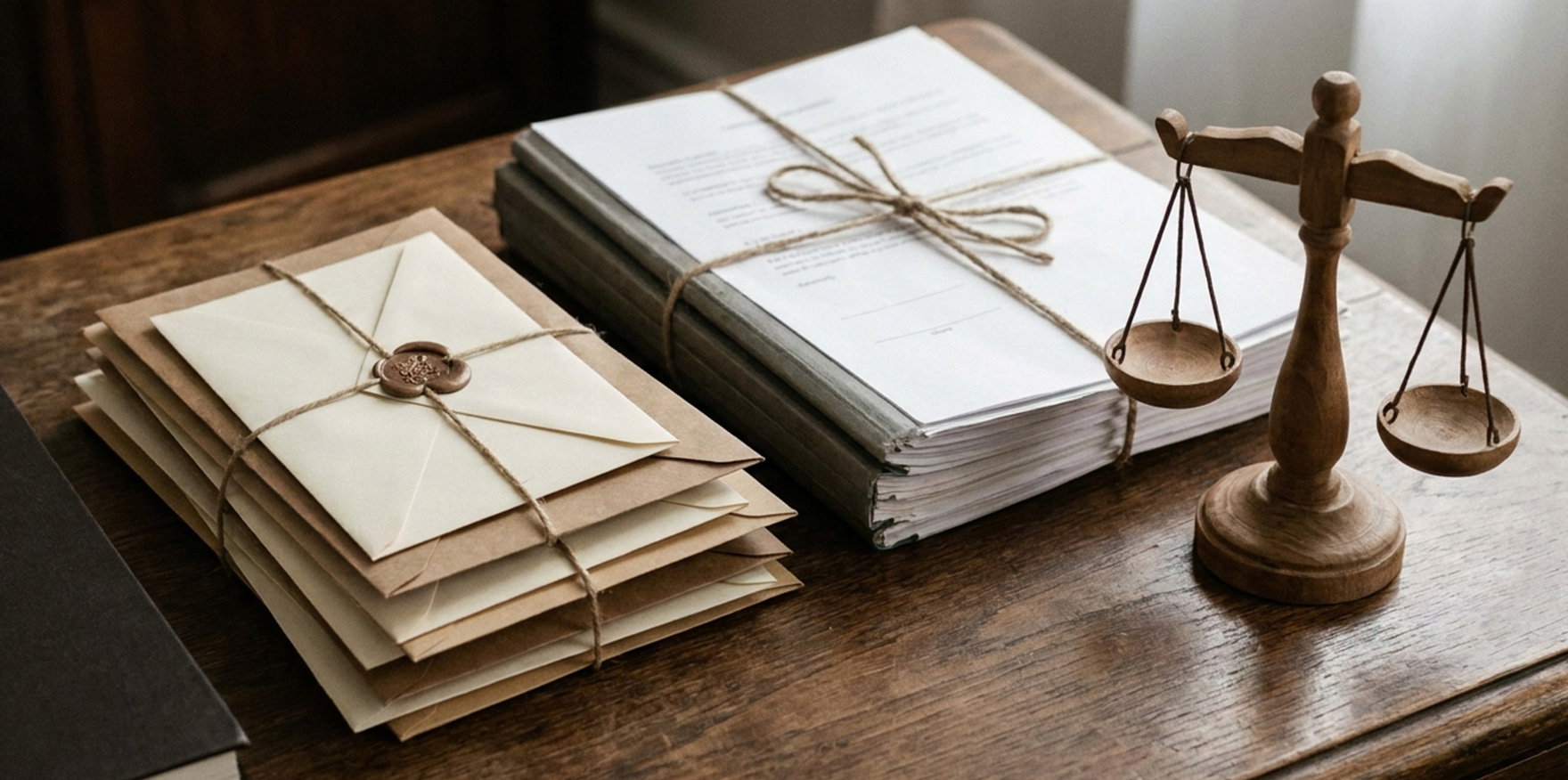 Estate documents including a will and property deeds prepared for storage