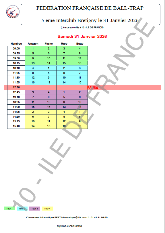 Planches et Horaires