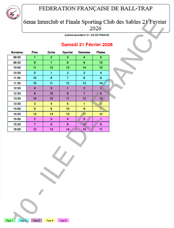 Planches et Horaires